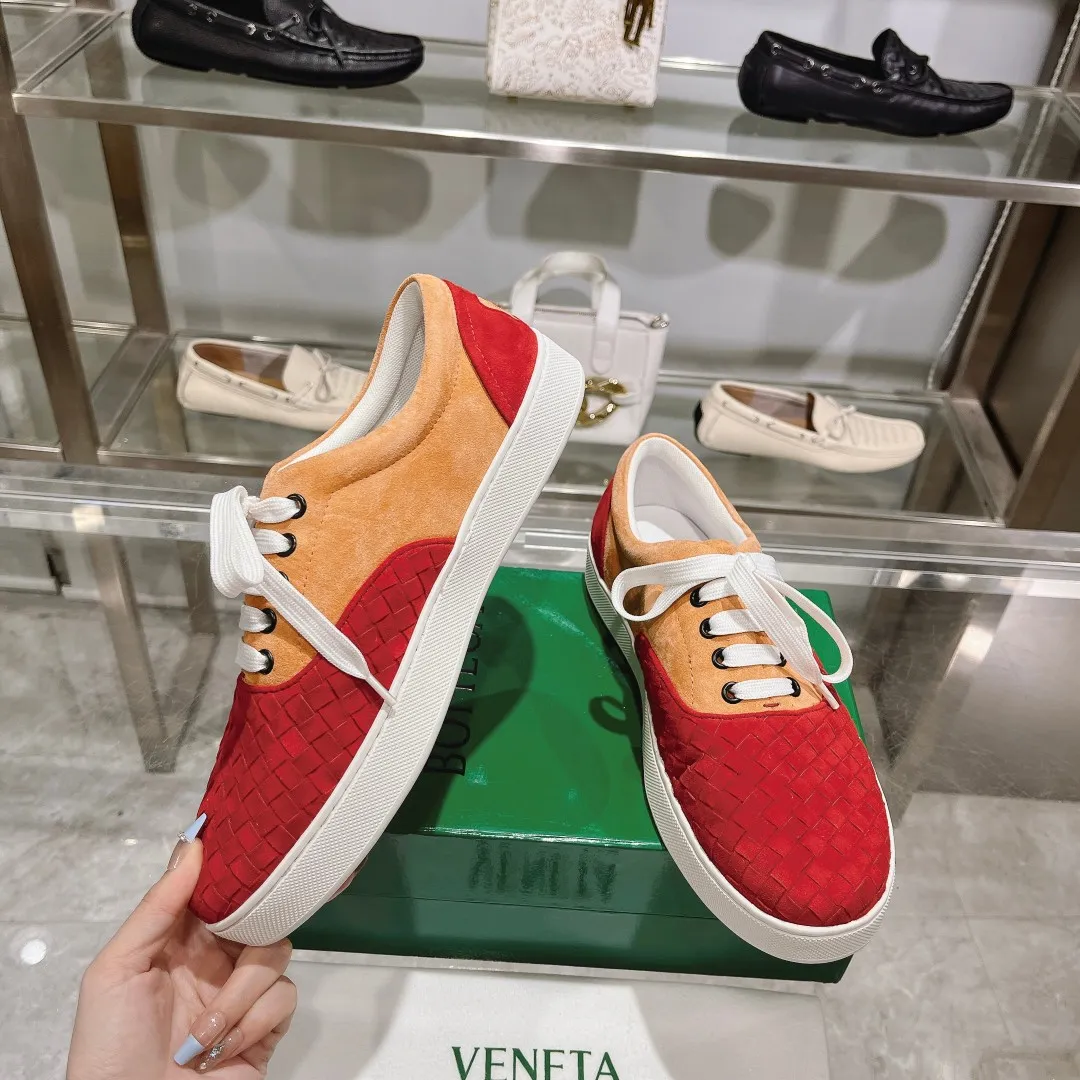 [BV] Top P: 740💰Size for couples: 35-44 (Female 40, Male 38 45, custom-made and non-returnable) Bottega Veneta classic woven strap casual shoes are made of imported high-quality materials, [Rose][Rose]! Purely hand-woven and operated, the original board is reproduced one-to-one! quality assurance!